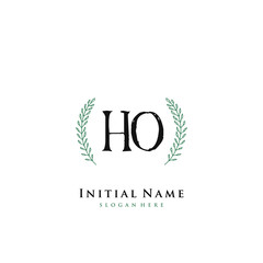 HO Initial handwriting logo vector