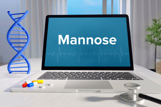 Mannose&ndash; Medicine/health. Computer in the office with term on the screen. Science/healthcare