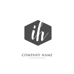 Handwritten initial letter I H IH for identity and logo. Vector logo template with handwriting and signature style.
