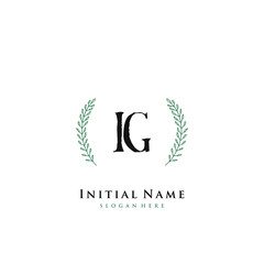 Obraz premium IG Initial handwriting logo vector