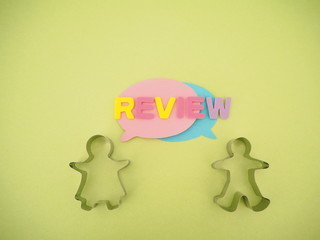 吹き出しにReviewの単語、口コミや噂