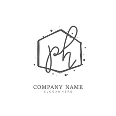 Handwritten initial letter P H PH for identity and logo. Vector logo template with handwriting and signature style.