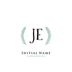 JE Initial handwriting logo vector