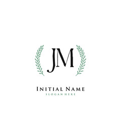 JM Initial handwriting logo vector