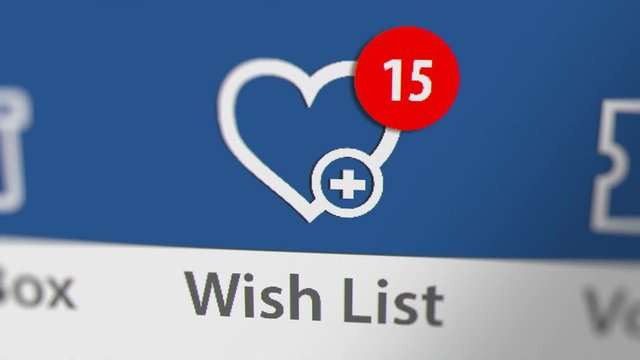 Wish list Icon with Animated Counting Numbers. Online Shopping Concept