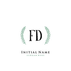 FD Initial handwriting logo vector
