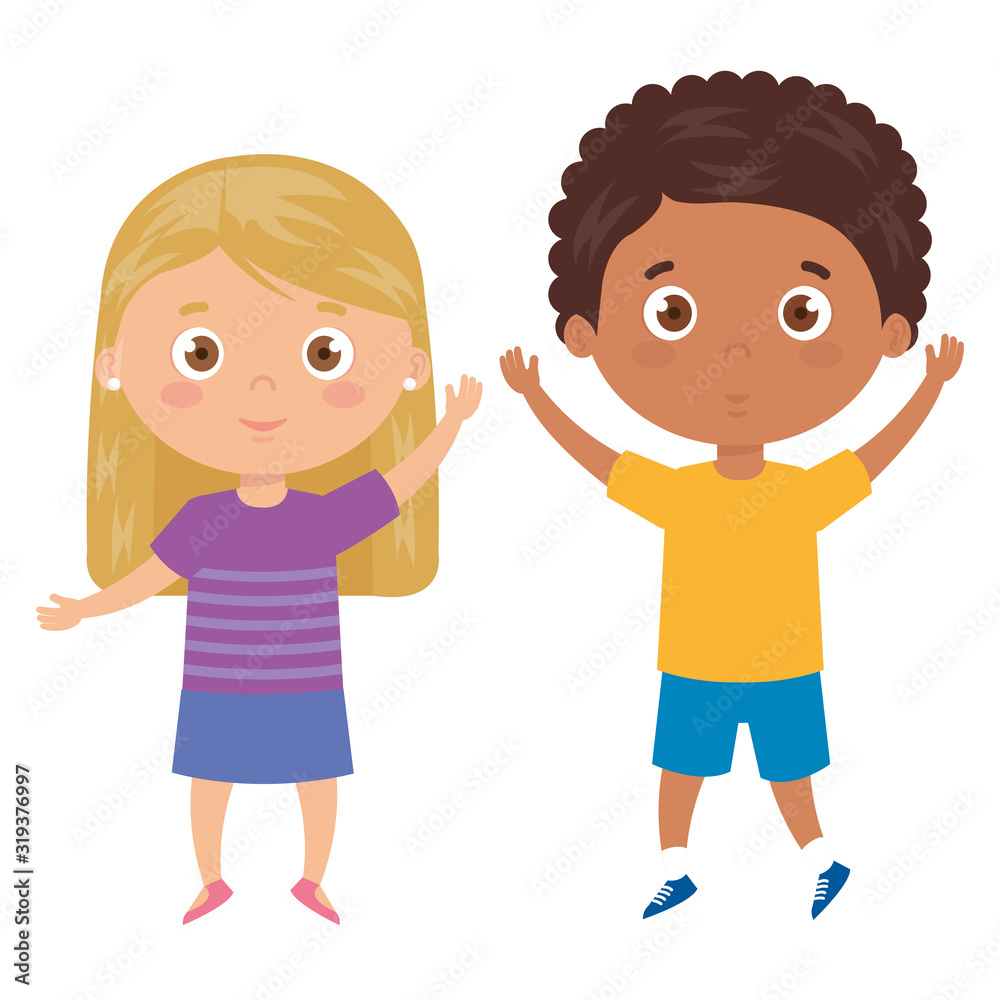 Canvas Prints children standing on white background