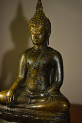 Front, face of Buddha, Buddha statue, Buddha amulet of Buddhism, shadow Buddha in public in Thailand