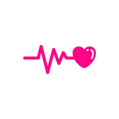 Heart beats with pulse line vector illustration. Heartbeat vector icon symbol