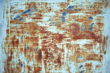 Obraz premium Rusted blue painted metal wall. Detailed photo texture