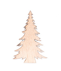 Christmas pine tree made of wood isolated