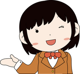 Cute pose of cute Black hair schoolgirl Upper body