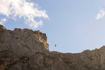 Fototapeta premium Fuente De, Spain. VIews of the cable car in Picos de Europa national park