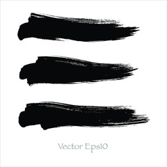 set of strokes black ink splats.Vector eps10