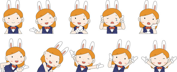 cosplayer girl in a sailor suit with Rabbit ears Upper body set