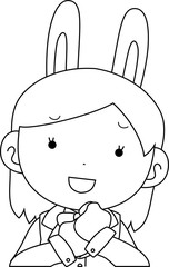 Cosplayer girl in a sailor suit with Rabbit ears Upper body outline