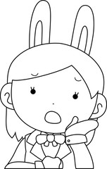 Cosplayer girl in a sailor suit with Rabbit ears Upper body outline