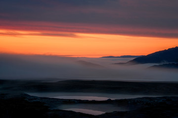 Fototapeta na wymiar Greenland Ilulissat polar night fog