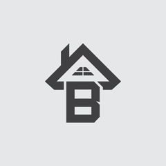 letter B real estate, home logo template