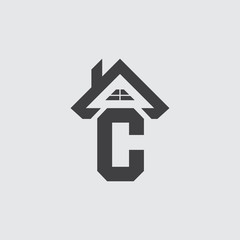 letter C real estate, home logo template