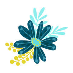 Stylized Floral Composition with Fancy Shaped Flowers Vector Illustration