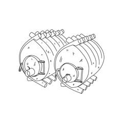 solid fuel furnace, Buleryan oven, sketch vector.
