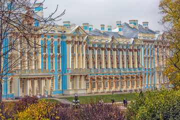 Catherine Palace in Pushkin Garden at Tsarskoe Selo.