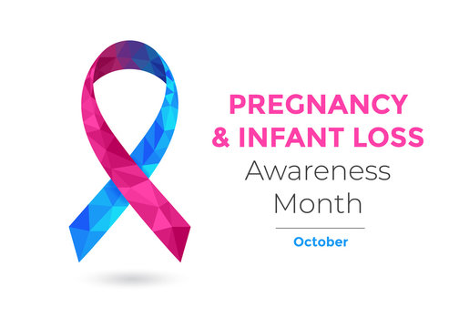 Pregnancy and Infants Loss Awareness Month (October) concept with blue and pink awareness ribbon. Colorful vector illustration for web and printing.	