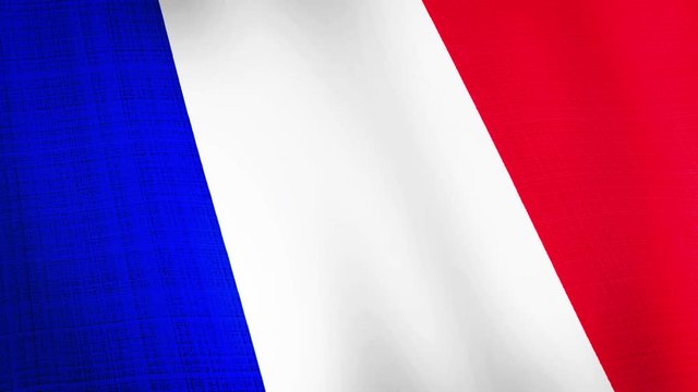 France flag waving, A flag animation background. Realistic France flag waving in wind video footage. 