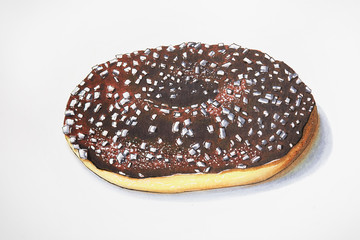 chocolate donut. draw illustration