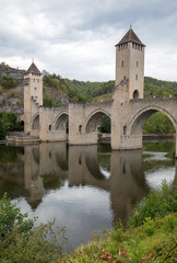  The medieval Pont Valentre over the River Lot, Cahors, The Lot, France