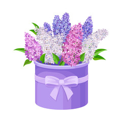 Lavender Twigs and Flowers in Box Vector Illustration