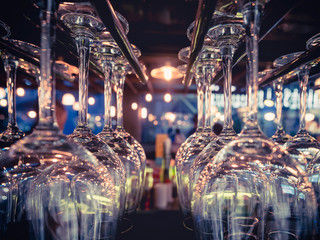 Wine glasses in Cocktail Bar rack Drinking Party event background