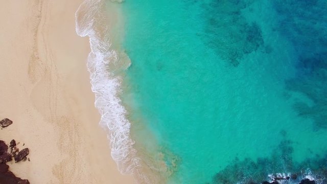 Aerial drone video of Makena Beach in Maui, Hawaii on a beautiful sunny Day. 