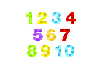 numbers for children, from 1 to 10. Kids learning material. Card for learning numbers. Number 1-10. colored numbers in dots 