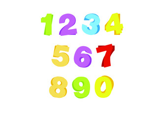 numbers for children, from 0 to 9. Kids learning material. Card for learning numbers. Number 0-9. colored numbers