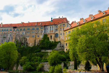 Fototapeta na wymiar Facade of the State Castle of Cesky Krumlov (or Cesky Krumlov Castle), residence of the South Bohemian aristocracy (Czech Republic)