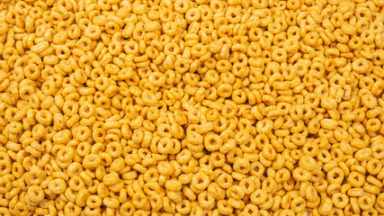 Corn-flakes background and texture. Top view.