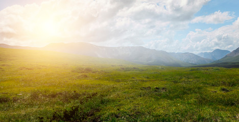 Sun light over mountain top