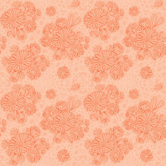 rosy background with flowers - vector seamless pattern