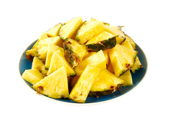 pieces of pineapple isolated on white