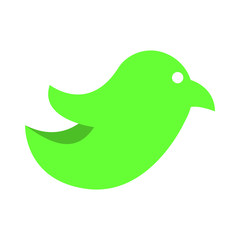 Green bird on white background 