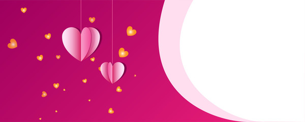 Webbanner Valentinstag mit Herzen in Magenta