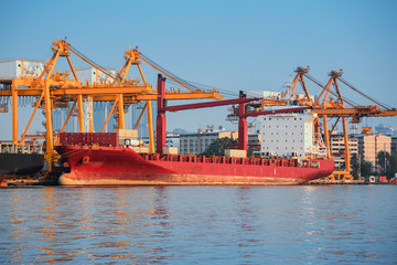 Container ship in export and import business and logistics.