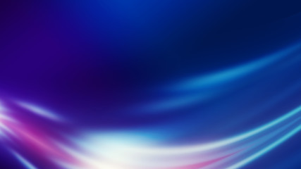 Dark blue abstract background with ultraviolet neon glow, blurry light lines, waves