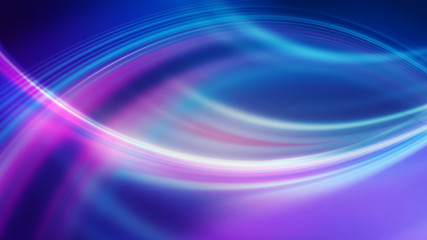 Obraz premium Dark blue abstract background with ultraviolet neon glow, blurry light lines, waves