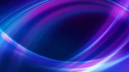 Fototapeten Fraktale Wellen Dunkelblauer abstrakter Hintergrund mit ultraviolettem Neonlicht, verschwommenen Lichtlinien, Wellen  © Laura Сrazy
