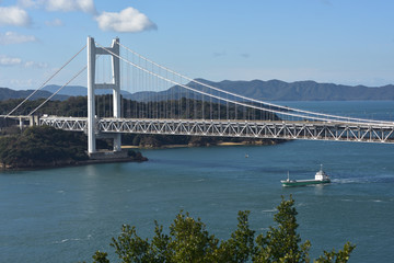 日本の岡山県倉敷市瀬戸大橋