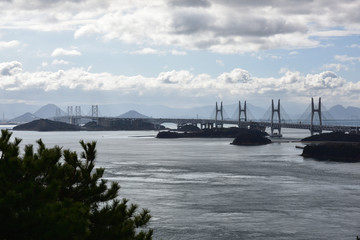 日本の岡山県倉敷市瀬戸大橋