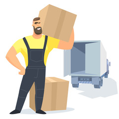 Vector logistics_Logistics loader with box loading parcels